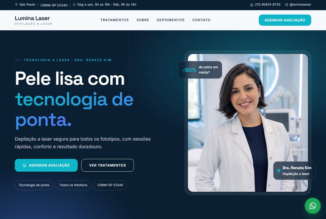 Prévia do site Luz Pulsada